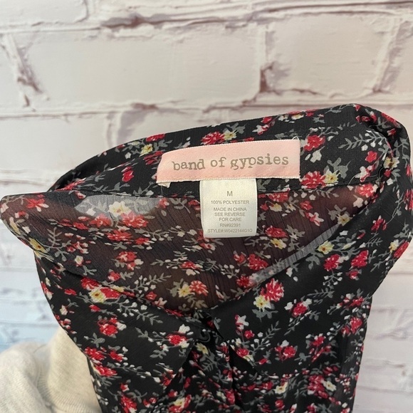 Band of Gypsies Floral Patchwork oversized bohemian Chiffon Blouse -Size Medium - Picture 5 of 6